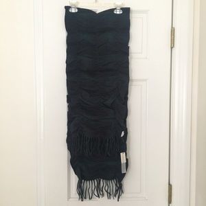 Talbots Navy Green Tartan Plaid Cashmere Scarf